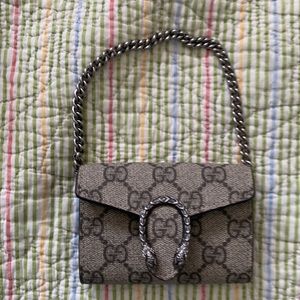 Gucci Dionysus Coin Purse GG Supreme Monogram Canvas with Chain